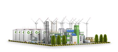 Ekolojik fabrika. 3d illüstrasyon