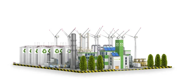 Ekologiczna fabryka. Ilustracja 3D — Zdjęcie stockowe