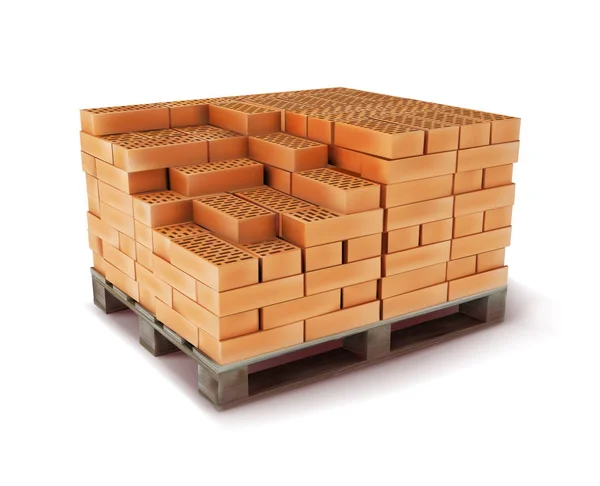 Blocco di mattoni su un pallet di legno. Materiale da costruzione. Illustrazione vettoriale . — Vettoriale Stock