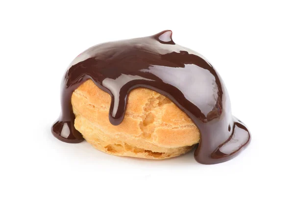 Chocolate eclair on a white background — Stock Photo, Image