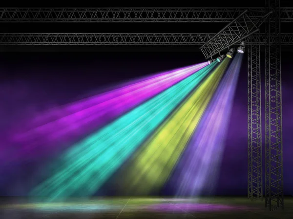 Concert scene with lights 3d illustration — Stock Photo, Image