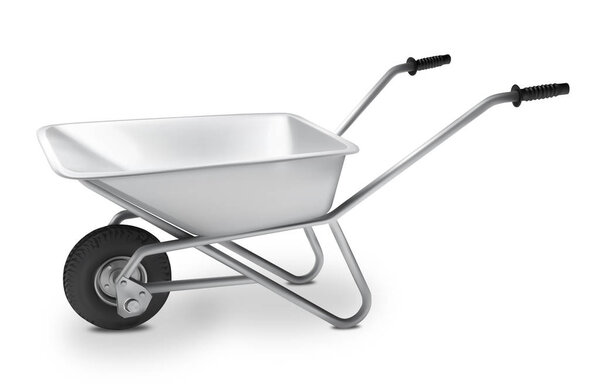 metal wheelbarrow for construction. Vector illustration.