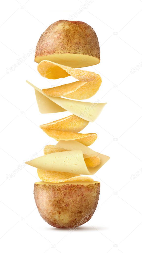 Sandwich with potatoes chips and cheese