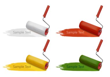 Boya silindiri. Örnek boya. Dekoratif tasarım. Vektör illüstrasyonu.