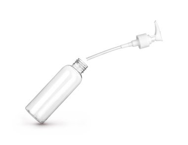 Düşen şeker kutulu plastik şişe izole edilmiş.