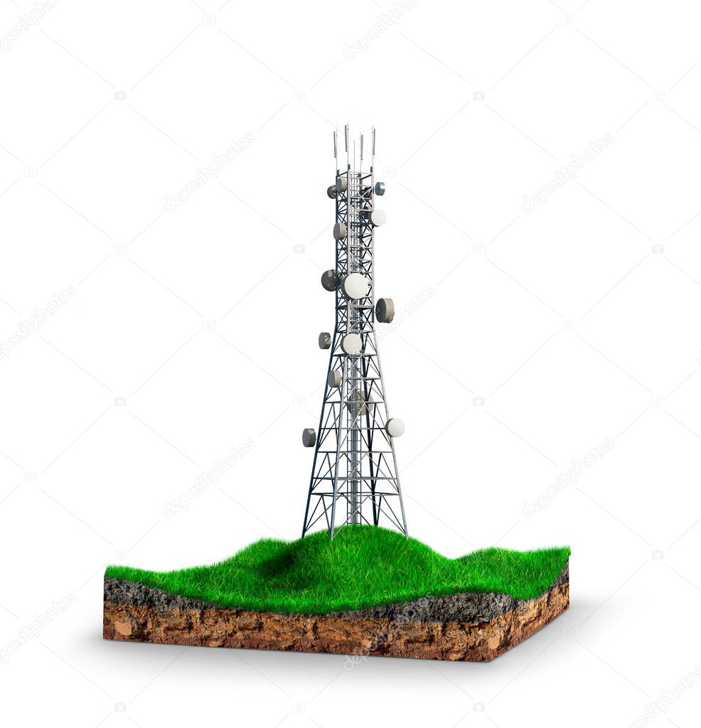 Electricity tower, land. 3d illustration
