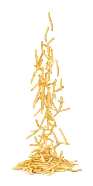 RW Batatas fritas voadoras em um fundo branco — Fotografia de Stock