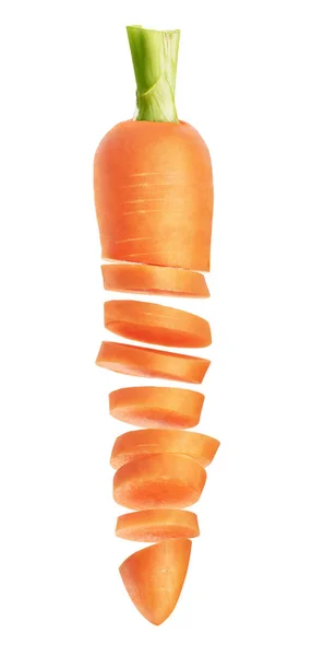 Fresh carrots sliced in circles on a white background. — Stock Photo, Image