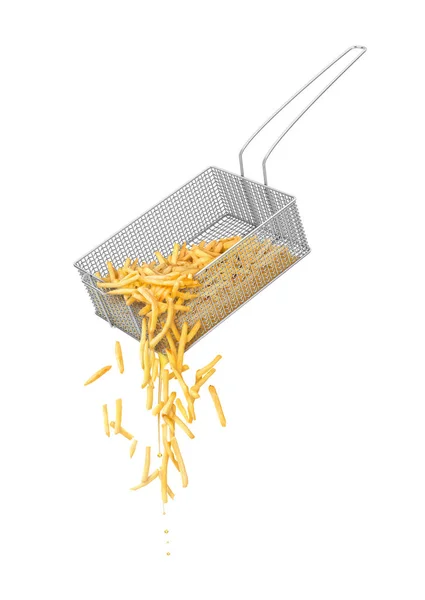 RW French fries in a basket on a white background — 스톡 사진