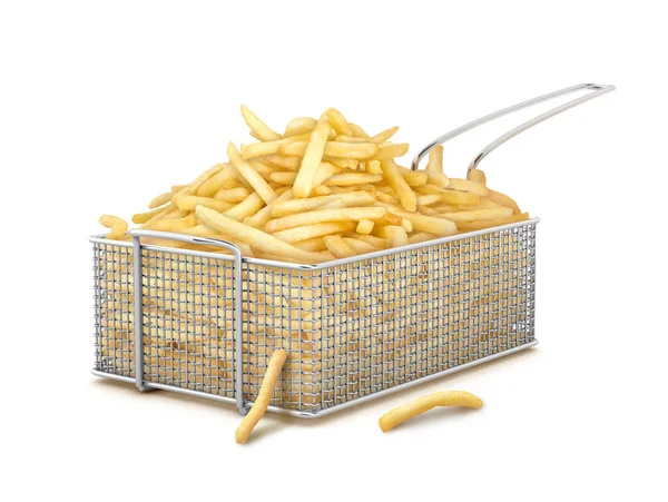 Frites RW dans un panier 3 sur fond blanc — Photo