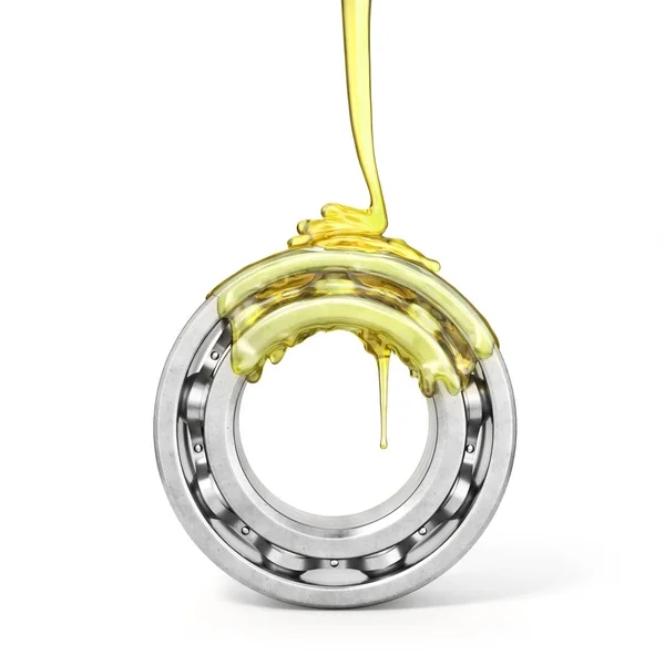 Oiling bearing. Bearing in oil isolated on a white background. 3d illustration — Stock Photo, Image