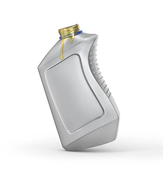 Моторная бутылка с маслом, изолированная на белом. 3d иллюстрация — стоковое фото