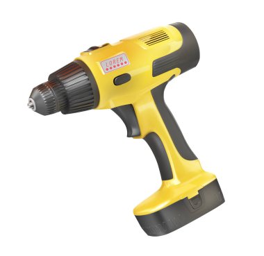 İnşaat işleri için matkap. Vektör 3d illüstrasyon.