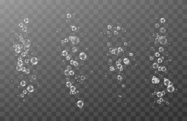 Bubbles underwater set isolated on transparent background. Vector realistic illustration