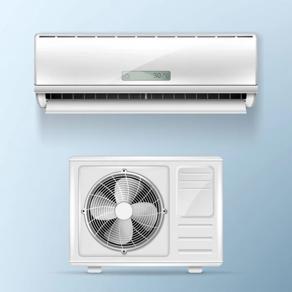 Air conditioning split system. Outdoor and indoor units. — Stock vektor