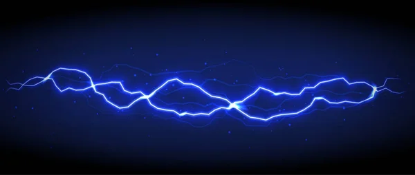 Blue vector lightning on black background. Realistic vector illustration — Stock Vector