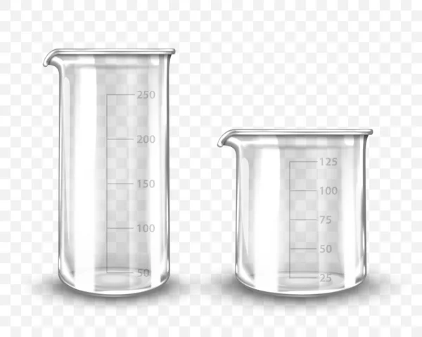 Clean empty laboratory glassware on transparent background. Vector realistic illustration — 스톡 벡터