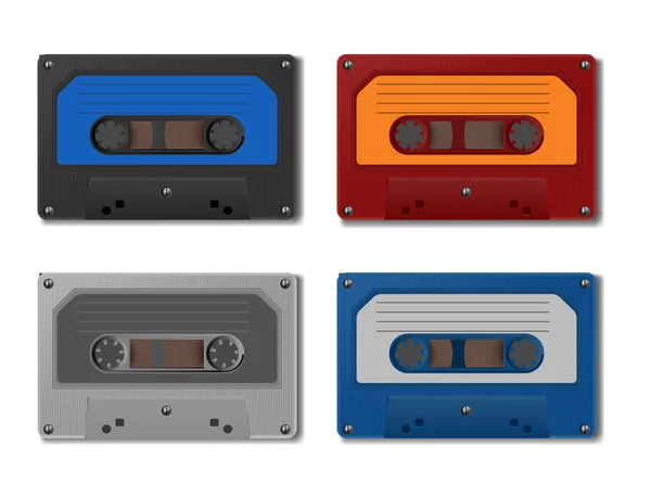 Set of vector retro audio cassettes. — Stock Vector