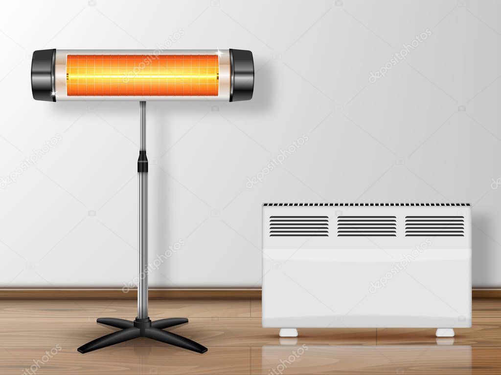 Vector realistic illustration heating devices