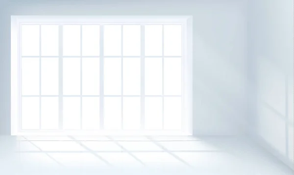 Kaca jendela geser di dinding putih interior rumah - Stok Vektor