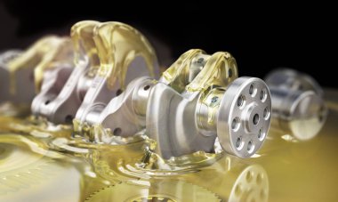 Kayganlaştırıcı kavramı. Krank mili siyah bulanık sırtında.