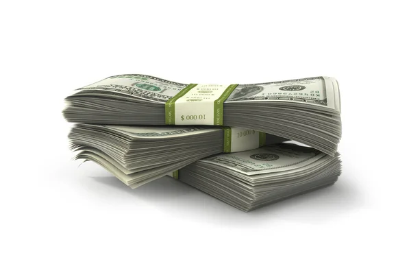 Pile de cent billets de dollars, illustration 3d — Photo