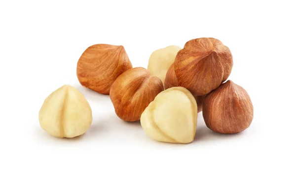 Hazelnut scattered on a white background — Stock Photo, Image