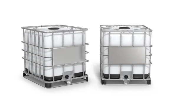 Een container. Witte watertank geïsoleerd op witte achtergrond. 3d illustratie — Stockfoto