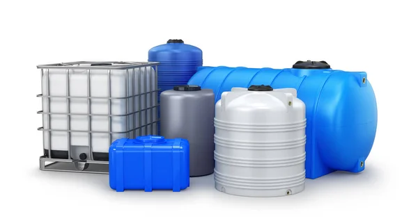 Containers for water of different shapes. 3d rendering — Stock Photo, Image