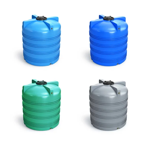 Behälter für die Anhäufung, Lagerung und den Transport verschiedener trockener und flüssiger Nahrungsmittel sowie Öle und Chemikalien. 3D-Illustration — Stockfoto