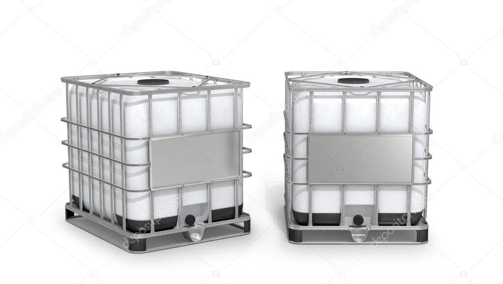 Container. White water tank isolated on white background.  3d illustration