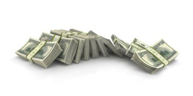 Dolar desteleri izole edilmiş, 3D illüstrasyon
