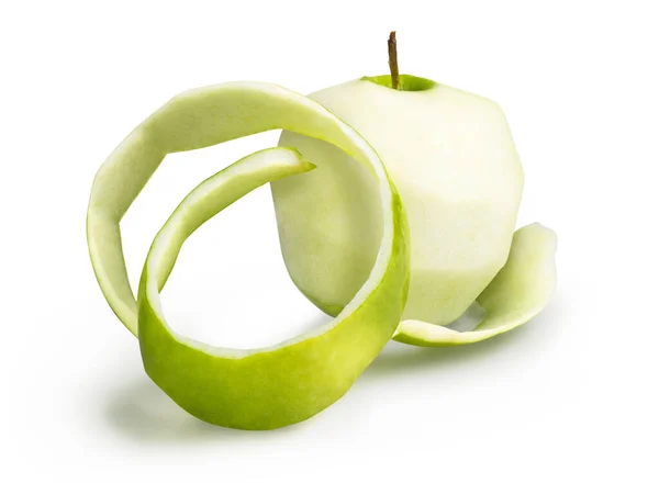 Peeled Apple Peel White Background — Stock Photo, Image