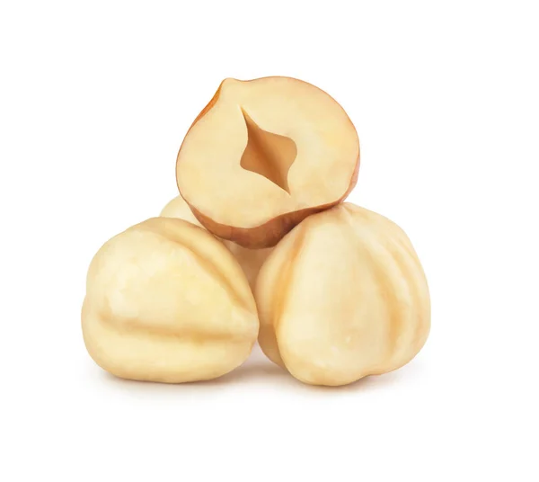 Peeled Hazelnuts White Background — 스톡 사진