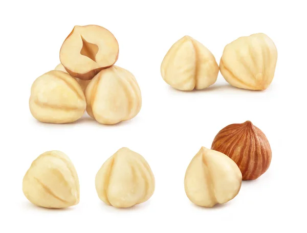 Set Hazelnuts White Background — Stock Photo, Image