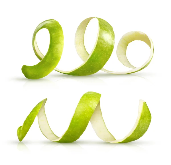 Peeling Green Apple White Background — Stock Photo, Image