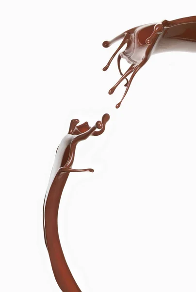 Respingo Chocolate Fundo Branco — Fotografia de Stock