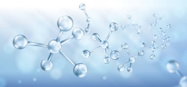 Cam molekülleri modeli. Yansıtıcı ve kırıcı soyut moleküler şekil. Vektör illüstrasyonu