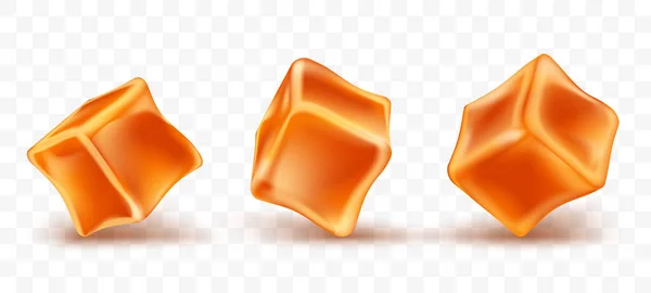 Caramel Cubes Jeu Caramel Isolé Sur Fond Transparent — Image vectorielle