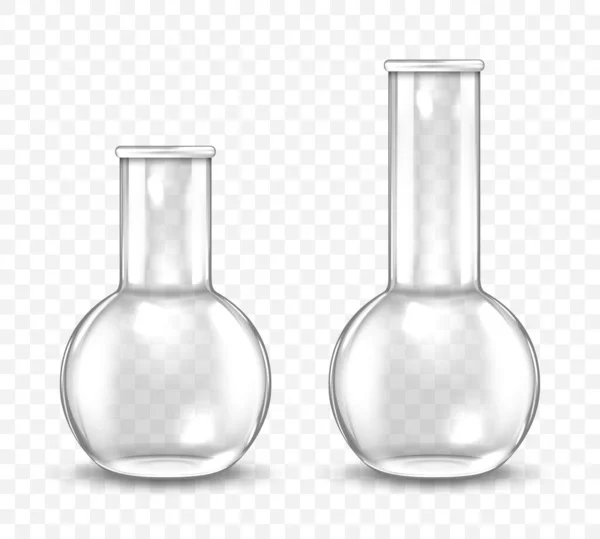 Frascos Laboratório Vazios Para Laboratório Químico Estilo Realista Ilustração Vetorial — Vetor de Stock