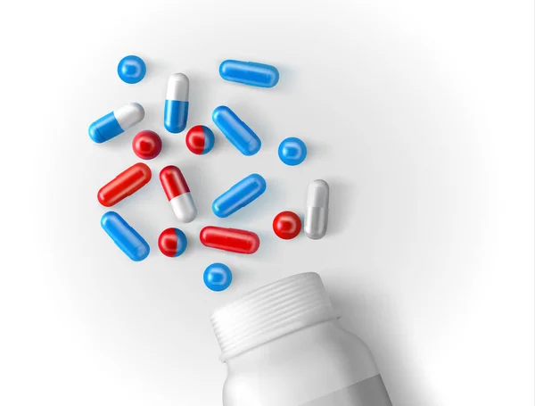 Assorti Farmaceutische Pillen Tabletten Capsules Witte Achtergrond Vectorillustratie — Stockvector