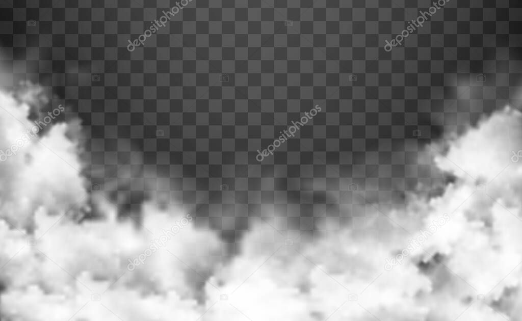 Fog or smoke isolated on transparent background. Vector illustration.