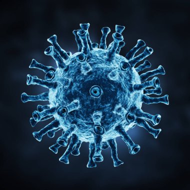 Karanlık bir arka planda Herpes virüsü. 3d illüstrasyon