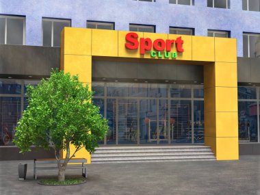 3 boyutlu illüstrasyonun dışındaki incelik kulübü girişi