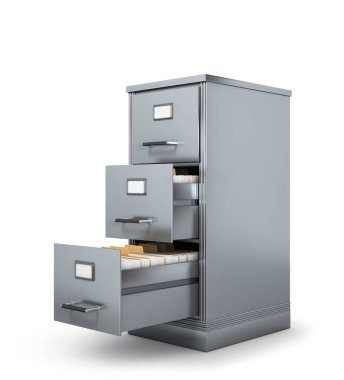 Belgeleri saklamak için dolap. 3B illüstrasyon