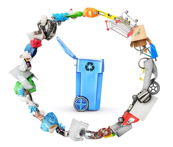 Recycling Concept Transition Recycled Materials Various Things Circle — Stock Photo, Image