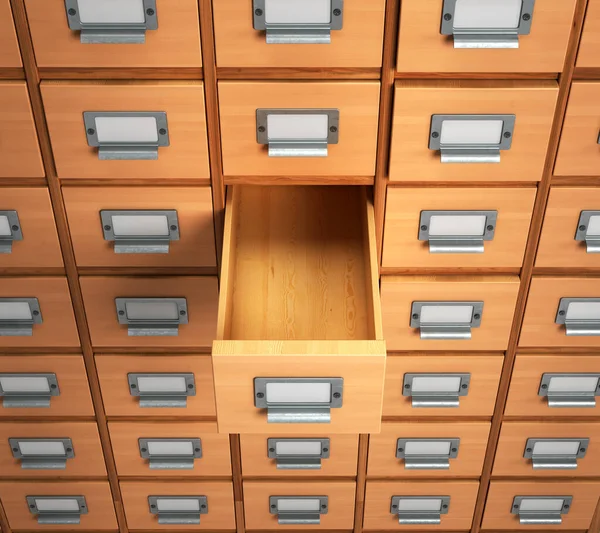 Archives Empty Drawer Archival Documents Illustration — Stock Photo, Image