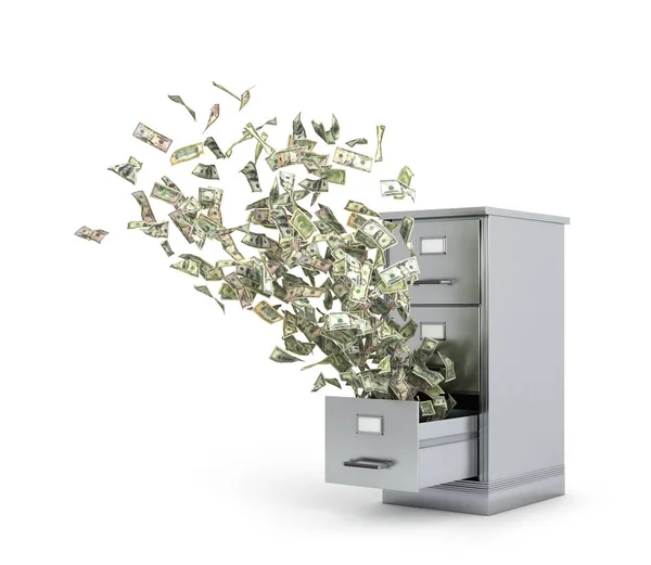 Flying Money Locker Store Documents Illustration — Stock Photo, Image