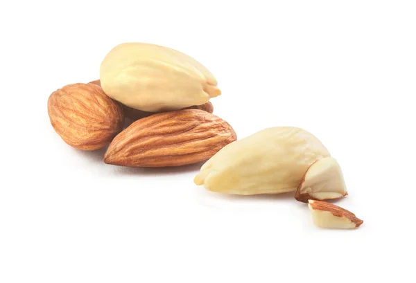 Amandes Sur Fond Blanc Amandes Pelées — Photo