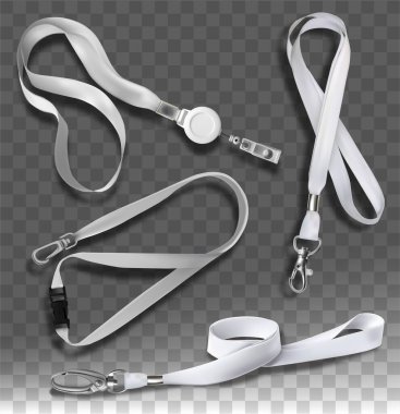 Beyaz ipli rozetler için aksesuarlar. Vektör illüstrasyonu.